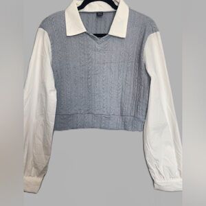 Layered Knit Sweater Shirt | Preppy Style | Size S